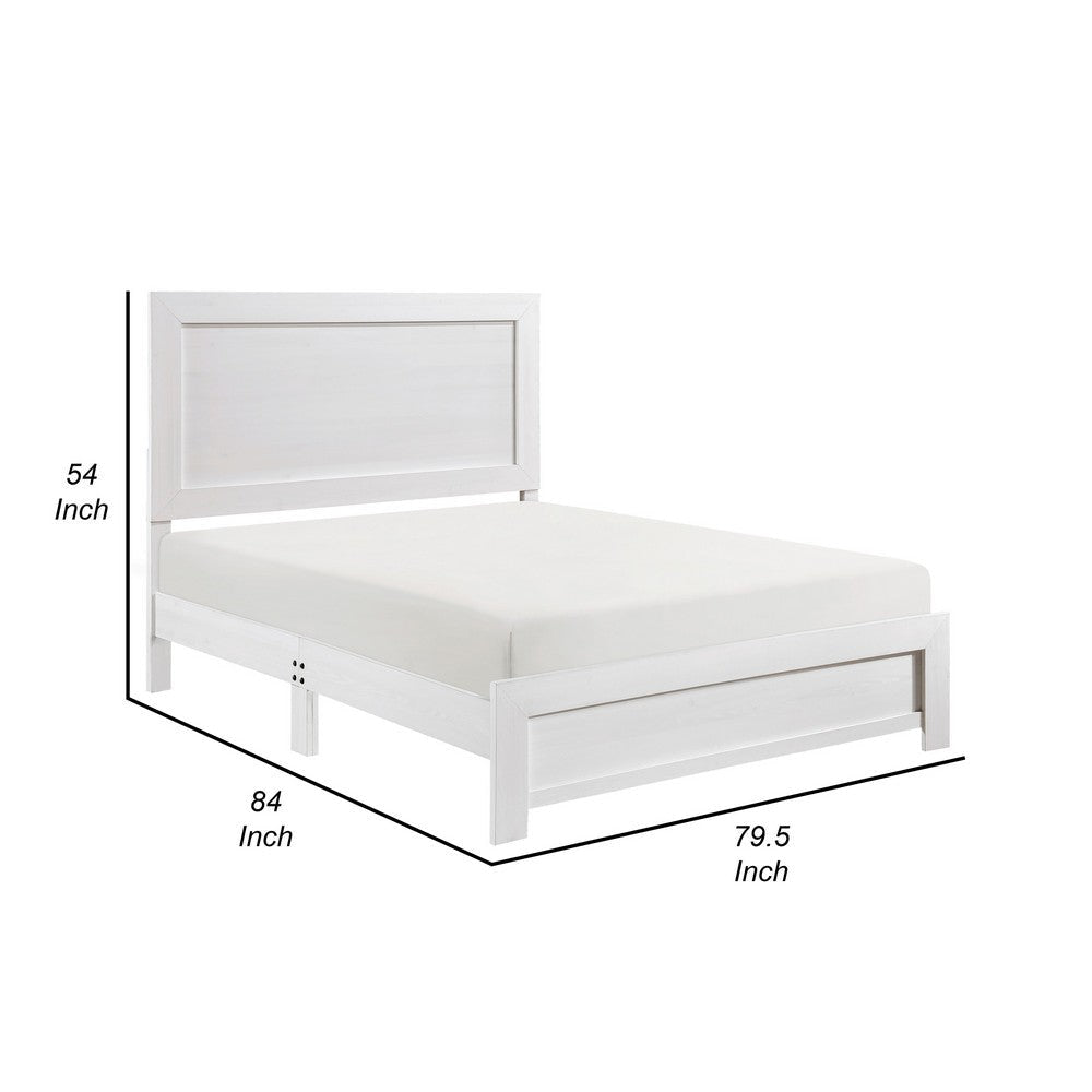 Eby King Size Bed Rustic Farmhouse Style White Finish Wood Veneer By Casagear Home BM316818