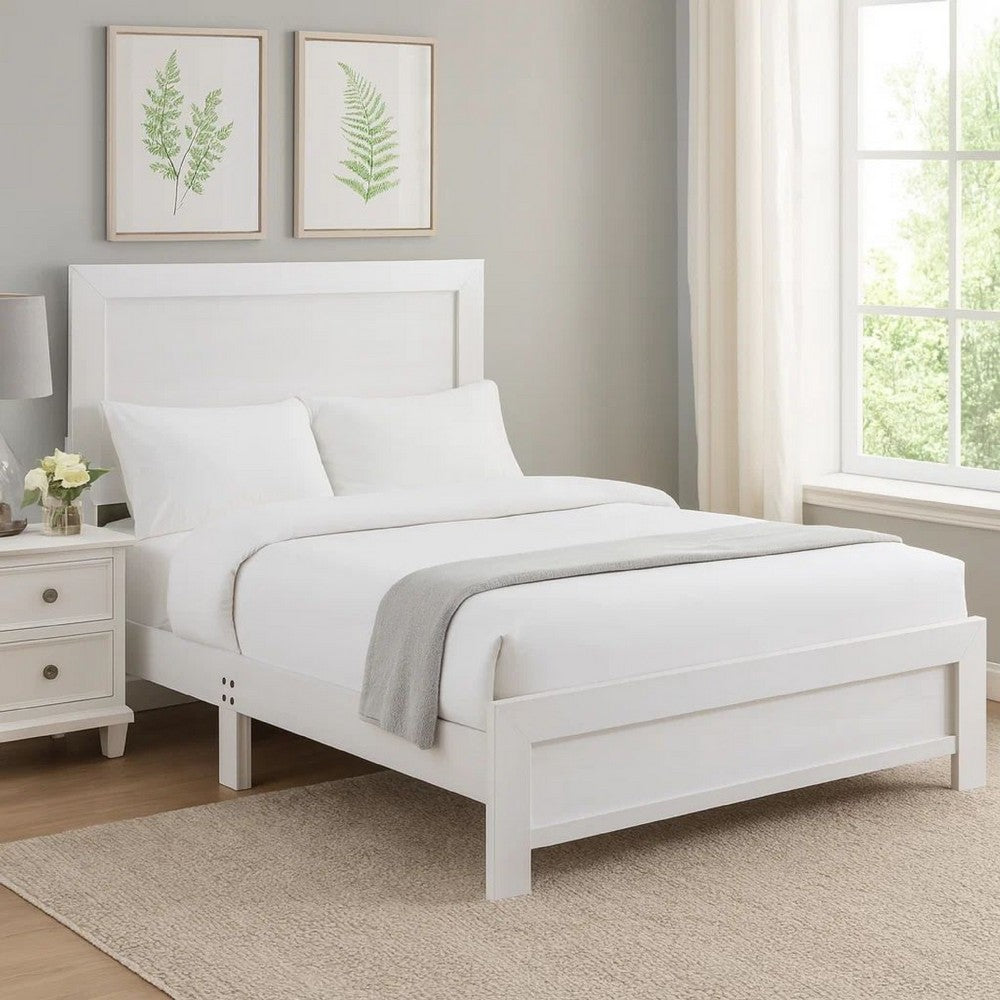Eby King Size Bed, Rustic Farmhouse Style, White Finish Wood Veneer By Casagear Home