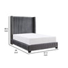 Leny Full Size Bed Dark Gray Velvet Upholstery Tall Shelter Headboard By Casagear Home BM316820