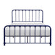 Ethan Full Size Metal Bed, Blue Spindle Design, Heavy Duty Slat Support By Casagear Home