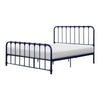 Ethan Full Size Metal Bed, Blue Spindle Design, Heavy Duty Slat Support By Casagear Home
