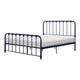 Ethan Full Size Metal Bed, Blue Spindle Design, Heavy Duty Slat Support By Casagear Home