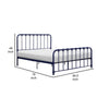 Ethan Full Size Metal Bed, Blue Spindle Design, Heavy Duty Slat Support By Casagear Home