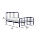 Ethan Full Size Metal Bed, Blue Spindle Design, Heavy Duty Slat Support By Casagear Home