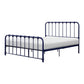 Ethan Twin Size Metal Bed, Blue Spindle Design, Heavy Duty Slat Support By Casagear Home