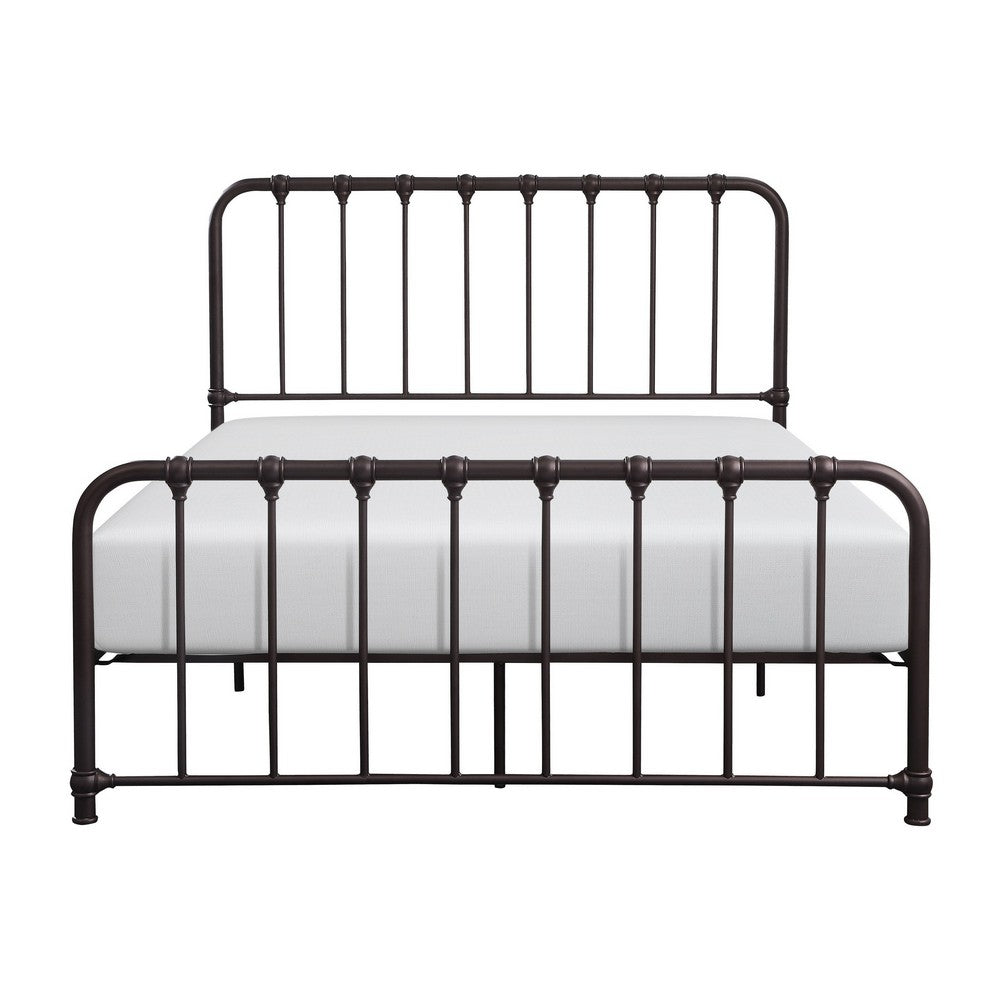 Ethan Full Size Metal Bed, Bronze Spindle Design, Heavy Duty Slat Support By Casagear Home