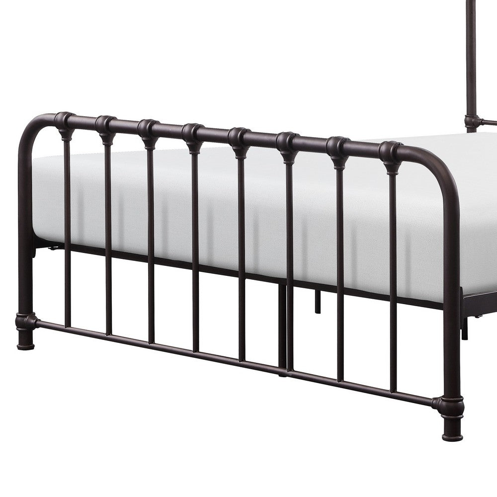 Ethan Full Size Metal Bed, Bronze Spindle Design, Heavy Duty Slat Support By Casagear Home