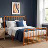 Ethan Full Size Metal Bed, Orange Spindle Design, Heavy Duty Slat Support By Casagear Home