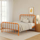 Ethan Full Size Metal Bed, Orange Spindle Design, Heavy Duty Slat Support By Casagear Home
