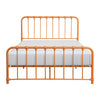 Ethan Twin Size Metal Bed, Orange Spindle Design, Heavy Duty Slat Support By Casagear Home