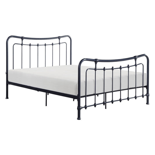 Engel Full Size Bed, Metal Spindle Frame in Gray Finish, Traditional Style By Casagear Home