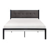 Sam Full Platform Bed, Button Black Tufted Polyester Upholstery Metal Frame By Casagear Home