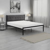 Sam Full Platform Bed, Button Black Tufted Polyester Upholstery Metal Frame By Casagear Home