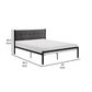 Sam Twin Platform Bed, Button Black Tufted Polyester Upholstery Metal Frame By Casagear Home
