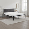 Sam Twin Platform Bed, Button Black Tufted Polyester Upholstery Metal Frame By Casagear Home