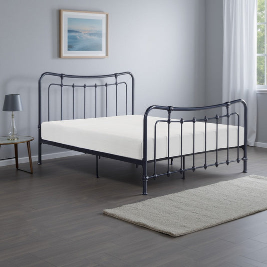 Ryan Twin Size Metal Bed, Platform Foundation, Black Curved Spindle Frame By Casagear Home