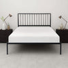 Angie Full Platform Metal Bed, Subtly Angled Slats on Headboard, Black By Casagear Home