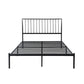 Angie Twin Size Platform Metal Bed, Subtly Angled Slats on Headboard, Black By Casagear Home