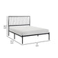 Angie Twin Size Platform Metal Bed, Subtly Angled Slats on Headboard, Black By Casagear Home