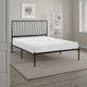 Angie Twin Size Platform Metal Bed, Subtly Angled Slats on Headboard, Black By Casagear Home