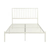 Angie Twin Size Platform Metal Bed, Subtly Angled Slats on Headboard, White By Casagear Home