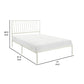 Angie Twin Size Platform Metal Bed, Subtly Angled Slats on Headboard, White By Casagear Home