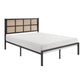 Annie Full Platform Metal Bed, Brown Faux Cane Panel Headboard, Dark Bronze By Casagear Home