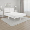 Annie Twin Platform Metal Bed, White Faux Cane Panel Headboard, Low Profile By Casagear Home