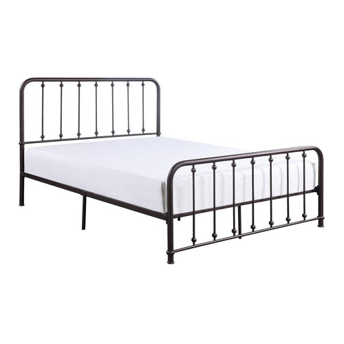 Ken King Size Metal Bed, Ball Accents on Vertical Slats, Antique Bronze By Casagear Home