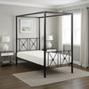 Lone Metal Canopy Bed Twin Size, Square Posts, Platform Base, Modern Black By Casagear Home