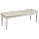 Lura 54 Inch Accent Bench, Button Tufted Foam Faux Leather, White Wood By Casagear Home