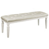 Lura 54 Inch Accent Bench, Button Tufted Foam Faux Leather, White Wood By Casagear Home
