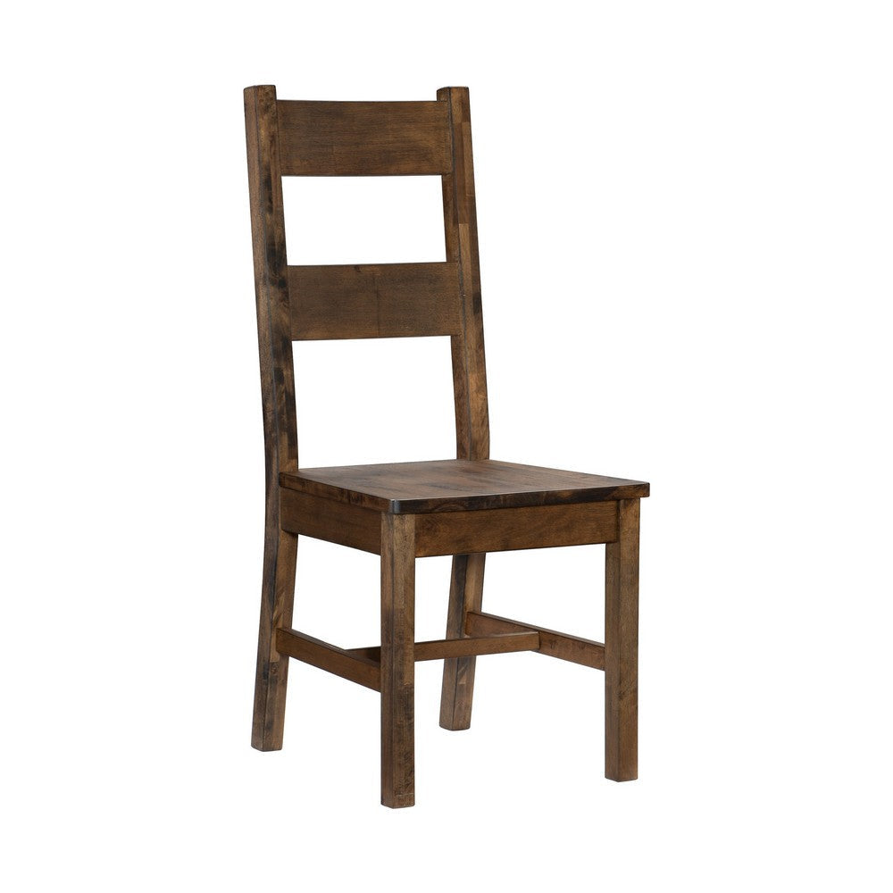 Rick 22 Inch Side Dining Chair, Ladder Back, Burnished Brown Rubberwood By Casagear Home