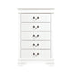 Vele 49 Inch Tall Dresser Chest, 5 Drawers, Brass Tone Metal, White Wood By Casagear Home
