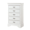 Vele 49 Inch Tall Dresser Chest 5 Drawers Brass Tone Metal White Wood By Casagear Home BM316865