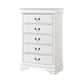 Vele 49 Inch Tall Dresser Chest, 5 Drawers, Brass Tone Metal, White Wood By Casagear Home