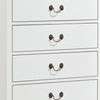 Vele 49 Inch Tall Dresser Chest, 5 Drawers, Brass Tone Metal, White Wood By Casagear Home