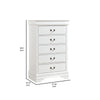 Vele 49 Inch Tall Dresser Chest, 5 Drawers, Brass Tone Metal, White Wood By Casagear Home
