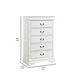 Vele 49 Inch Tall Dresser Chest, 5 Drawers, Brass Tone Metal, White Wood By Casagear Home
