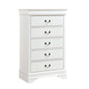 Vele 49 Inch Tall Dresser Chest 5 Drawers Brass Tone Metal White Wood By Casagear Home BM316865