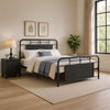 Cardy Full Size Metal Bed, Rounded Profile, Mottled Silver Finish Panels By Casagear Home