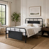 Cardy Full Size Metal Bed, Rounded Profile, Mottled Silver Finish Panels By Casagear Home