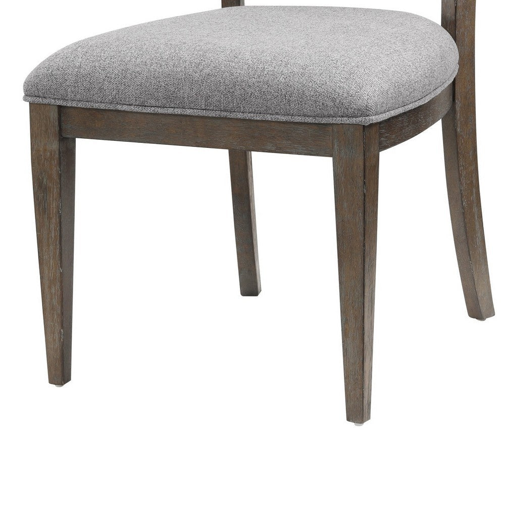 Koa 26 Inch Set of 2 Side Dining Chairs Gray Polyester Driftwood Brown By Casagear Home BM316868