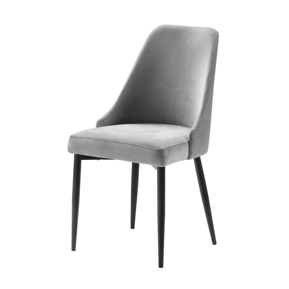 Gene 19 Inch Side Dining Chair Tall Curved Back Gray Velvet Black Metal By Casagear Home BM316871