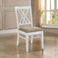 Hyna 19 Inch Side Dining Chair, X Cross Back, Khaki Seat, Farmhouse White By Casagear Home