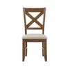 Nil 18 Inch Side Dining Chair, Open Style X Back, Beige Padded, Brown Wood By Casagear Home
