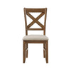 Nil 18 Inch Side Dining Chair Open Style X Back Beige Padded Brown Wood By Casagear Home BM316880