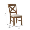 Nil 18 Inch Side Dining Chair, Open Style X Back, Beige Padded, Brown Wood By Casagear Home