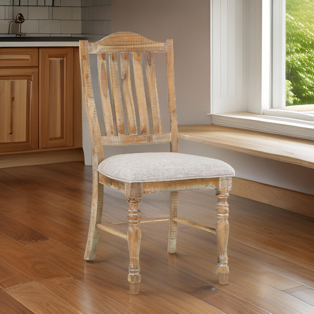 Tia 20 Inch Side Dining Chair, Open Slatted, Turned Feet, Farmhouse Brown By Casagear Home