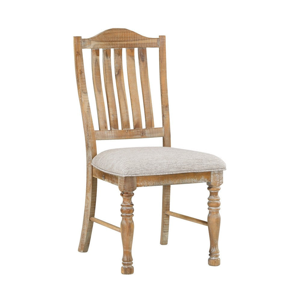 Tia 20 Inch Side Dining Chair Open Slatted Turned Feet Farmhouse Brown By Casagear Home BM316881